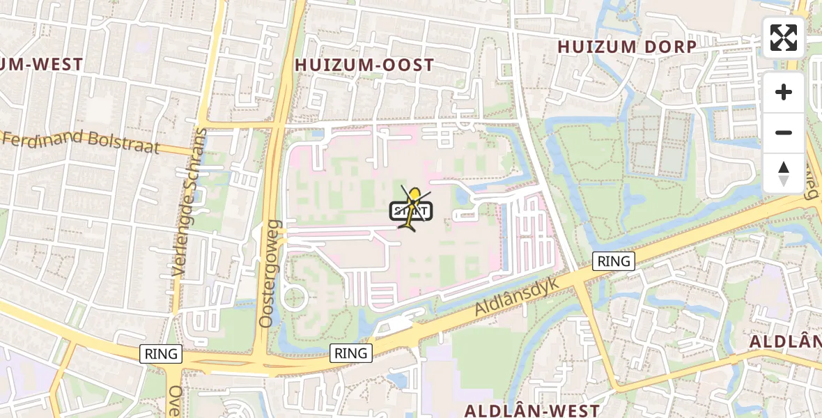 Vluchtroute Ambulancehelikopter van Leeuwarden naar Leeuwarden