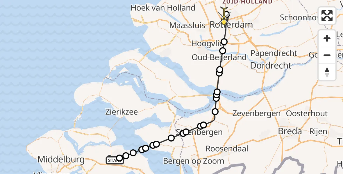 Routekaart van de vlucht: Lifeliner 2 naar Rotterdam The Hague Airport, Zomerweg