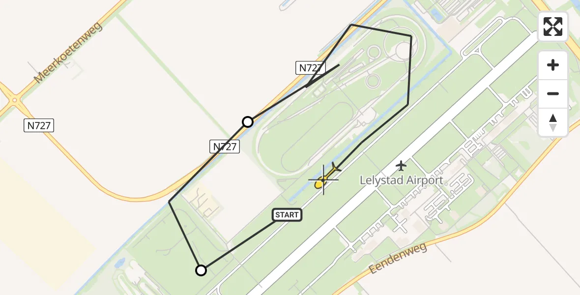 Routekaart van de vlucht: Traumaheli naar Lelystad Airport, Anthony Fokkerweg