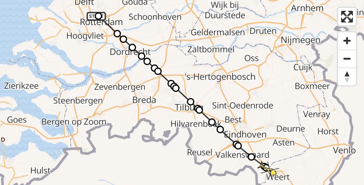 Routekaart van de vlucht: Lifeliner 2 naar Budel, Bovendijk