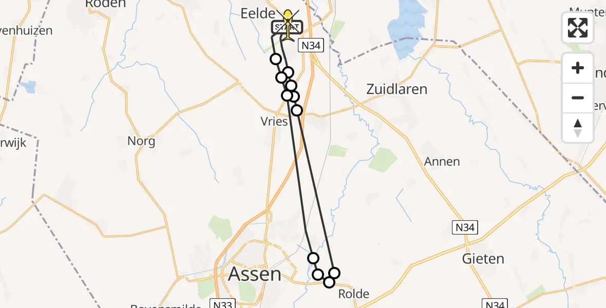 Routekaart van de vlucht: Lifeliner 4 naar Groningen Airport Eelde, Breukenweg