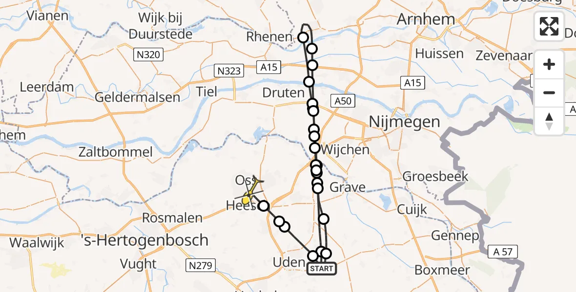 Routekaart van de vlucht: Lifeliner 3 naar Oss, Houtvennen