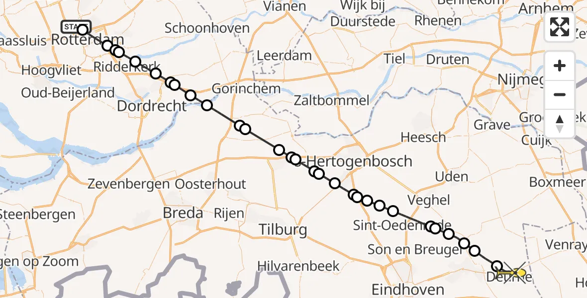 Routekaart van de vlucht: Lifeliner 2 naar Deurne, Einthovenpad