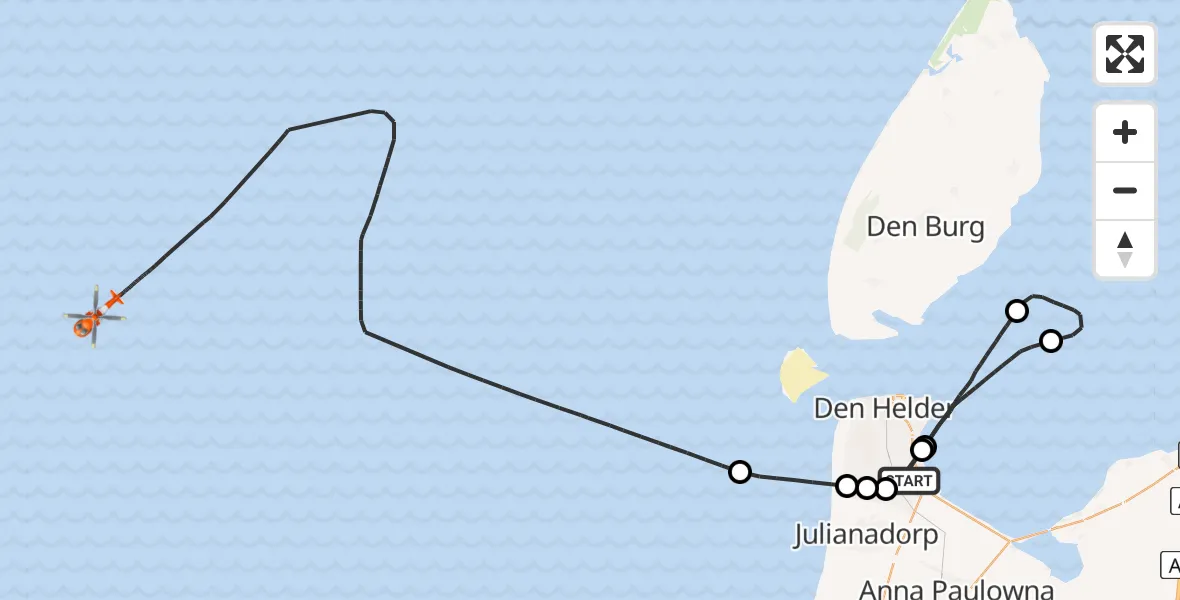 Vluchtroute Kustwachthelikopter Vliegveld De Kooy - , 28 augustus 2024, 17:46