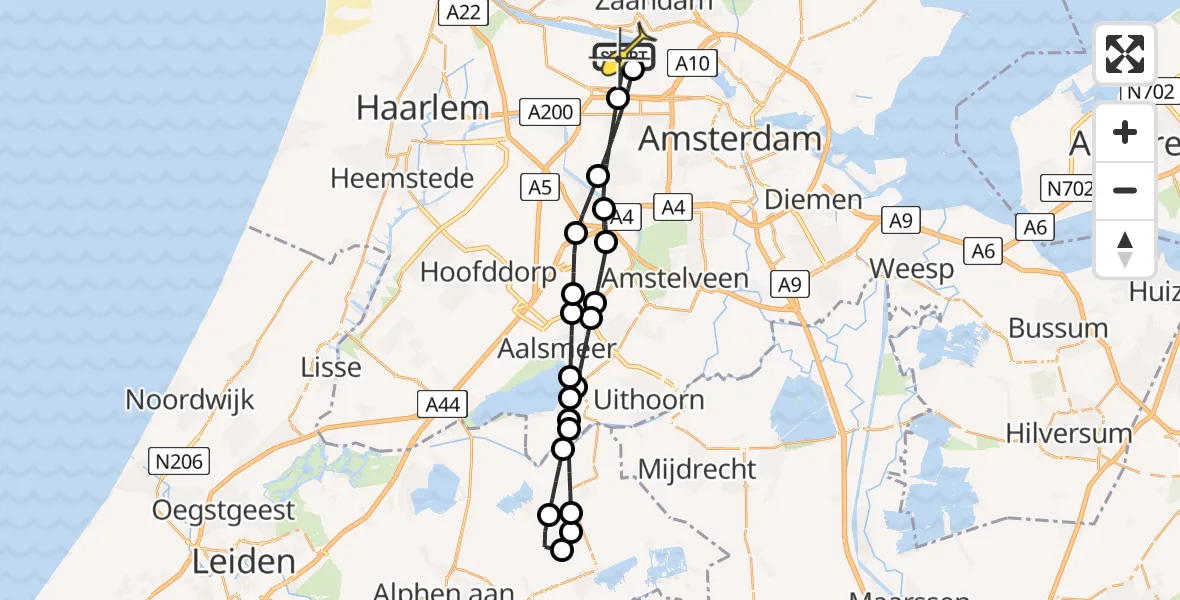 Routekaart van de vlucht: Lifeliner 1 naar Amsterdam Heliport, Westpoort