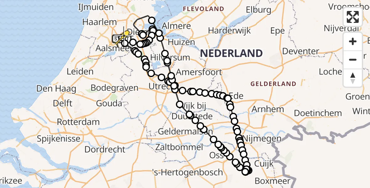 Routekaart van de vlucht: Politieheli naar Schiphol, Ringslang