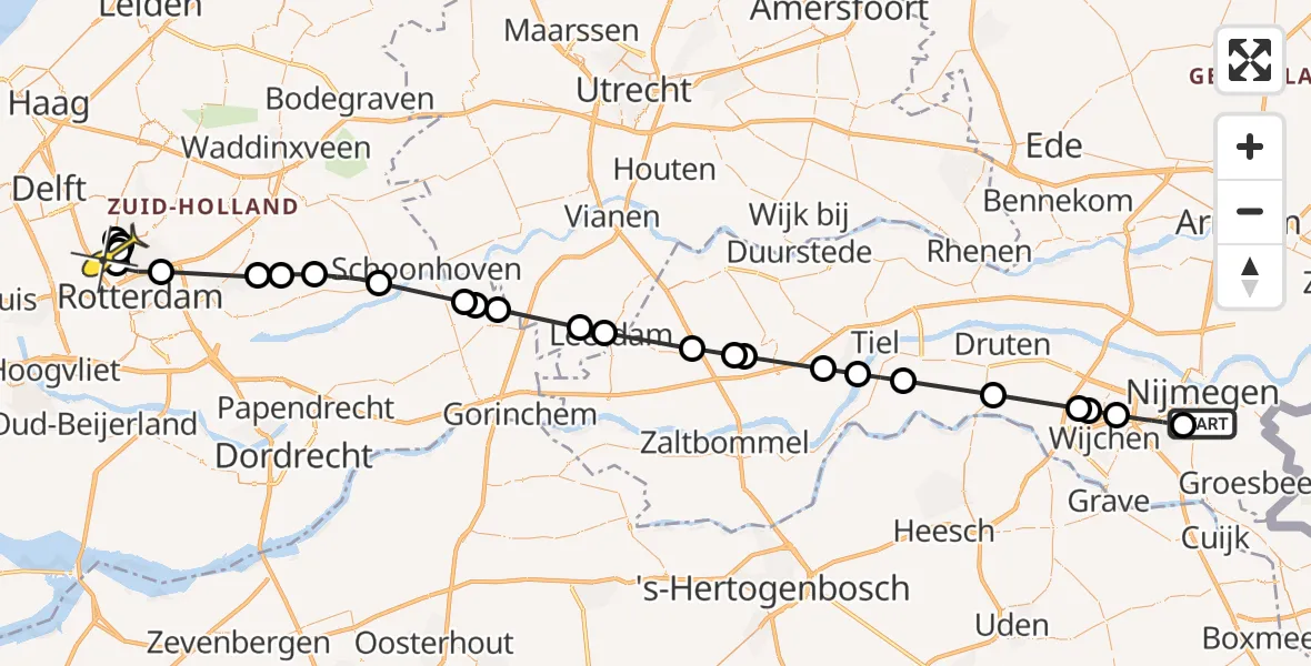 Routekaart van de vlucht: Lifeliner 2 naar Rotterdam The Hague Airport, Hatertseweg