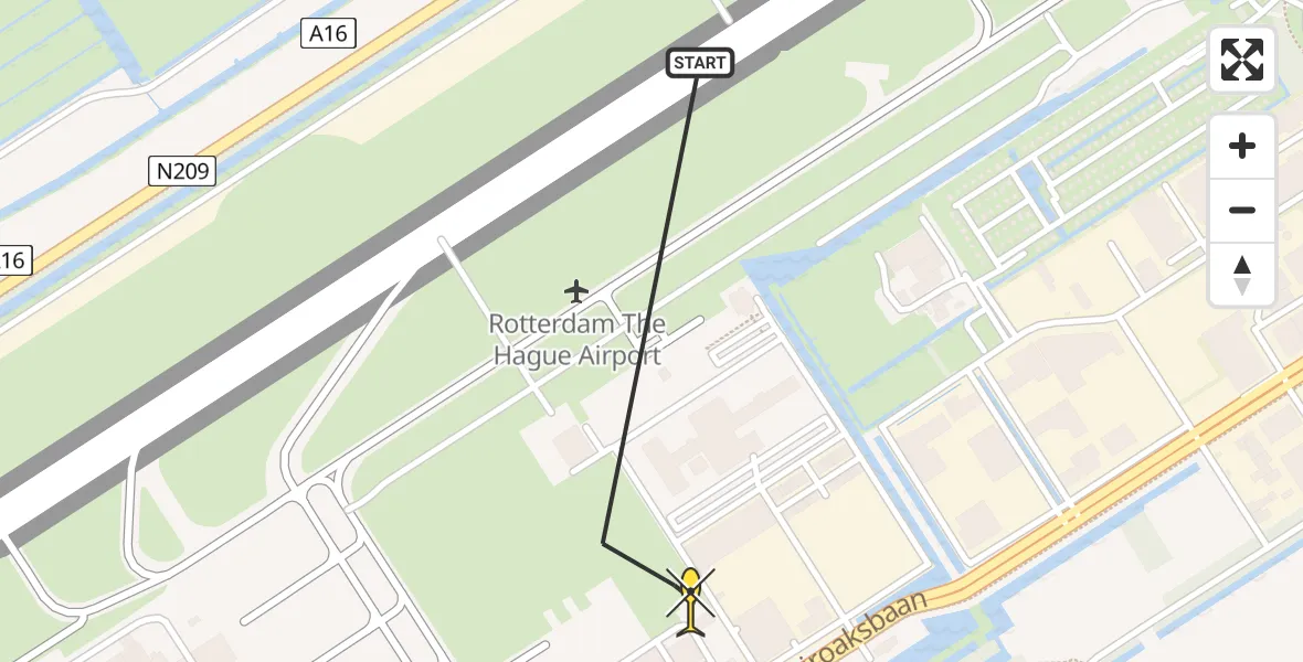 Routekaart van de vlucht: Lifeliner 2 naar Rotterdam The Hague Airport, Brandenburgbaan