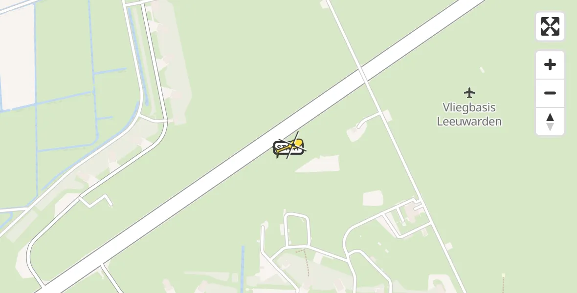 Vluchtroute Ambulancehelikopter van Vliegbasis Leeuwarden naar Vliegbasis Leeuwarden