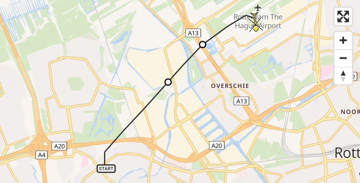 Routekaart van de vlucht: Lifeliner 2 naar Rotterdam The Hague Airport, Parkweg