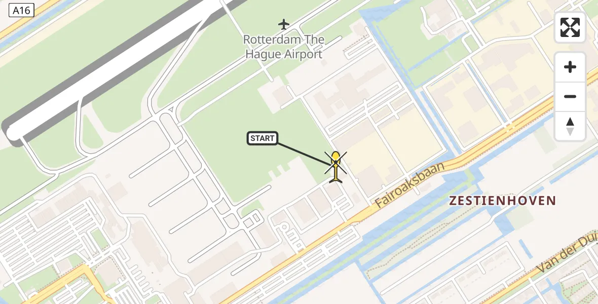 Routekaart van de vlucht: Lifeliner 2 naar Rotterdam The Hague Airport, Brandenburgbaan