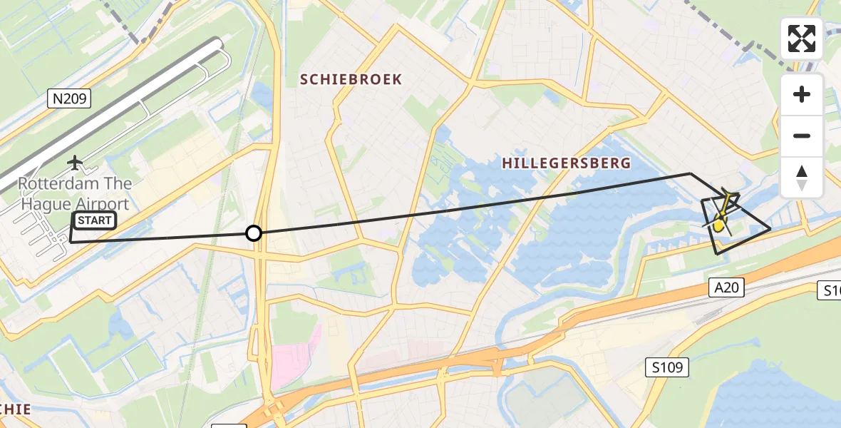 Routekaart van de vlucht: Lifeliner 2 naar Rotterdam, Ada Lovelacestraat