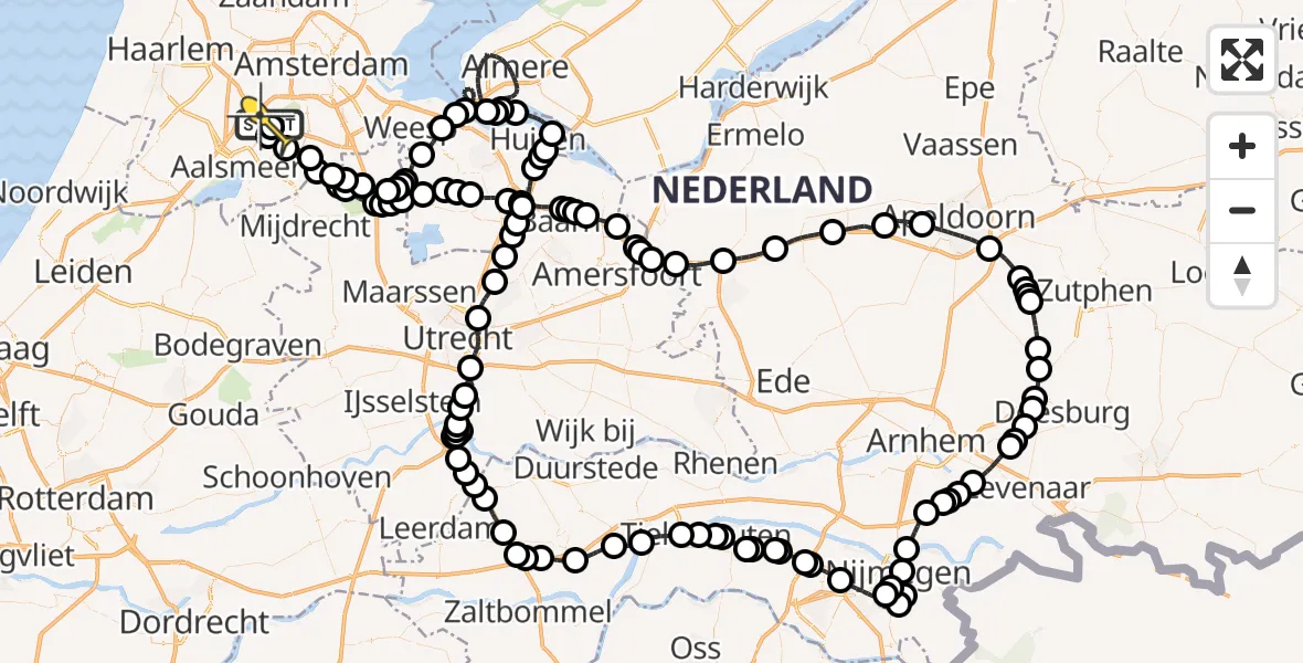 Routekaart van de vlucht: Politieheli naar Schiphol, Marinus van Meelweg