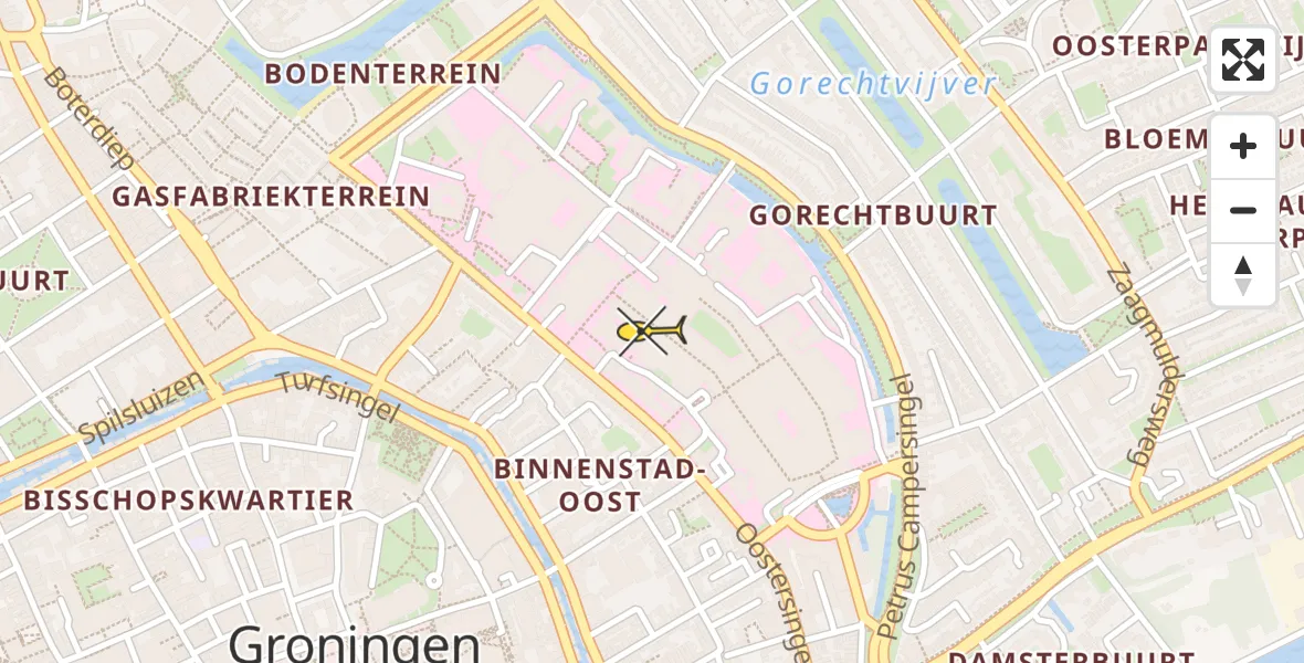 Vluchtroute Ambulancehelikopter van Universitair Medisch Centrum Groningen naar Universitair Medisch Centrum Groningen