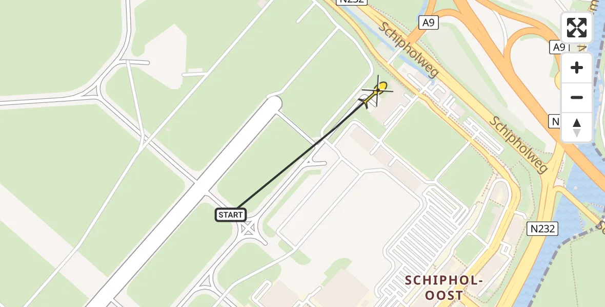 Vluchtroute Politiehelikopter van Schiphol naar Schiphol