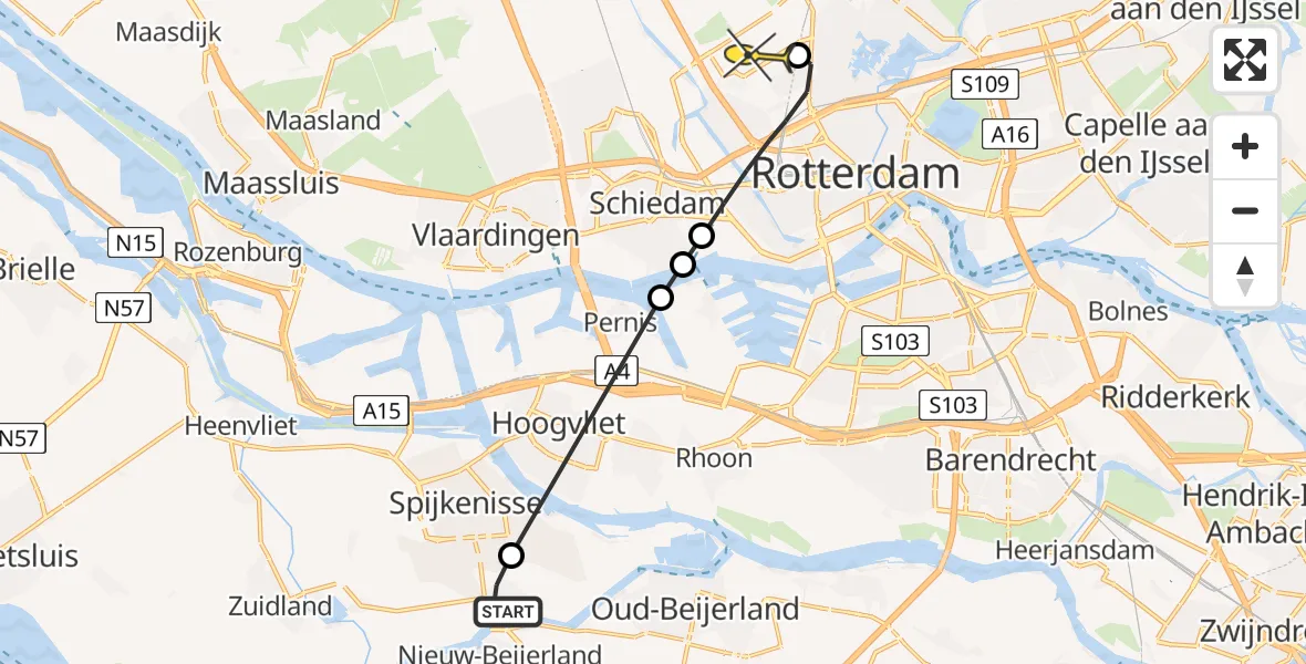 Routekaart van de vlucht: Lifeliner 2 naar Rotterdam The Hague Airport, Snoekenveen