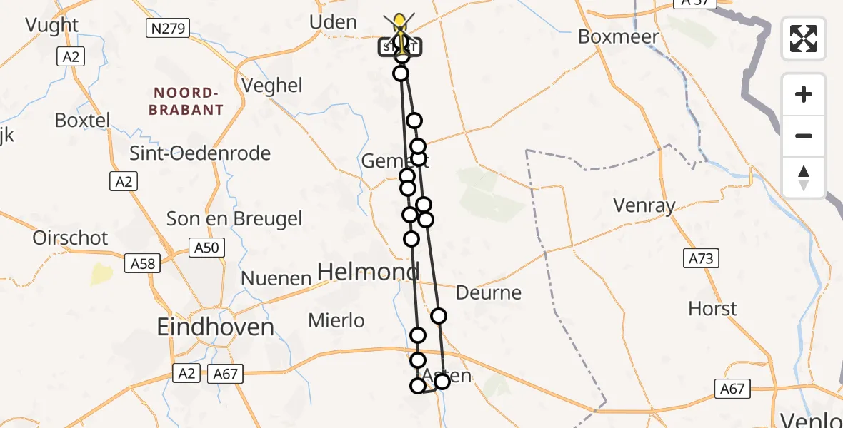 Routekaart van de vlucht: Lifeliner 3 naar Vliegbasis Volkel, Scheidingsweg