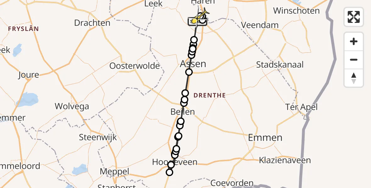 Routekaart van de vlucht: Lifeliner 4 naar Groningen Airport Eelde, Zeijerstroeten