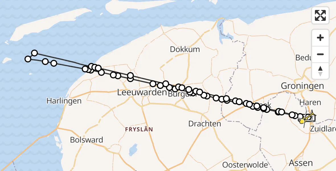 Routekaart van de vlucht: Lifeliner 4 naar Groningen Airport Eelde, Hoofdweg