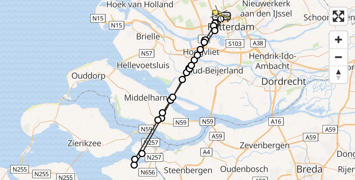 Routekaart van de vlucht: Lifeliner 2 naar Rotterdam The Hague Airport, Schout van Groenewegenstraat