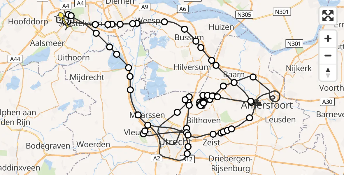 Routekaart van de vlucht: Politieheli naar Schiphol, Vogeleiland