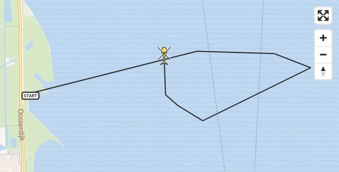 Routekaart van de vlucht: Kustwachthelikopter naar Enkhuizen