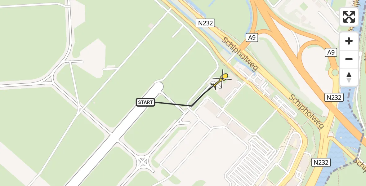 Routekaart van de vlucht: Politieheli naar Schiphol, Walaardt Sacréstraat