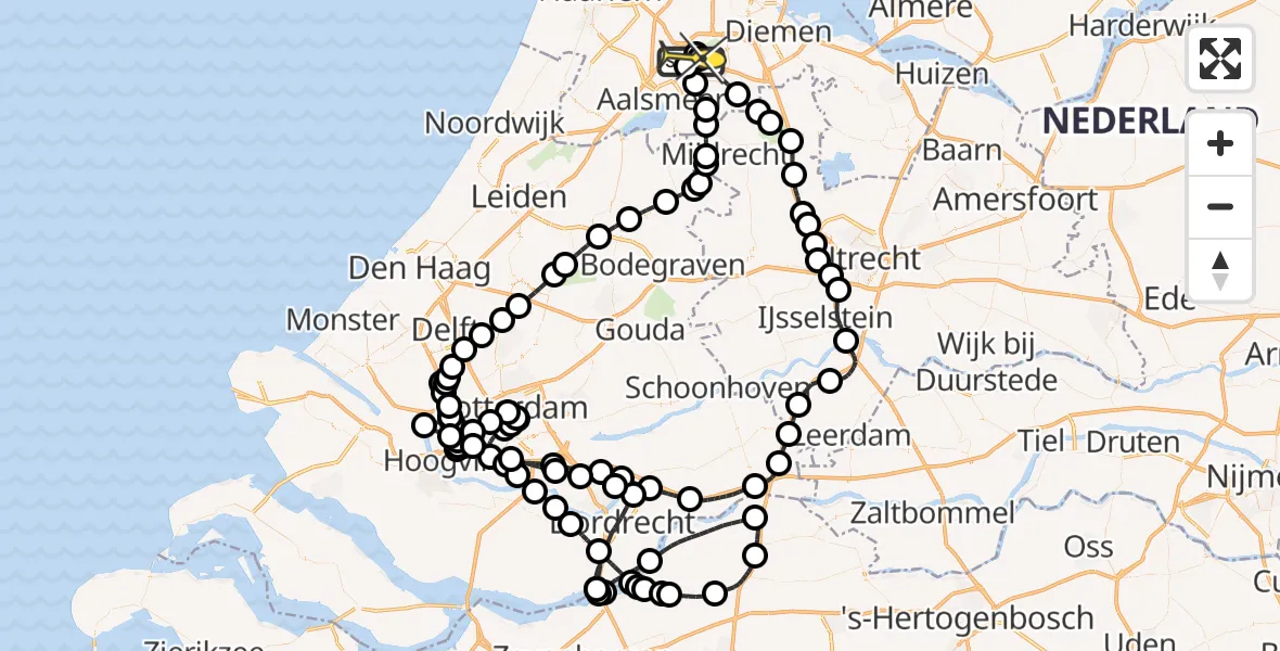 Routekaart van de vlucht: Politieheli naar Schiphol, Nieuwe Meerlaan