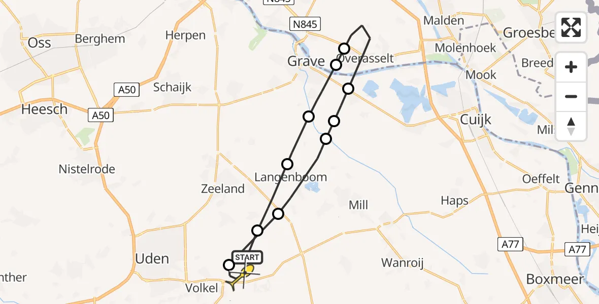 Routekaart van de vlucht: Lifeliner 3 naar Vliegbasis Volkel, Langstraat