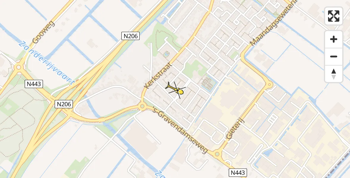 Routekaart van de vlucht: Politiehelikopter naar Noordwijkerhout