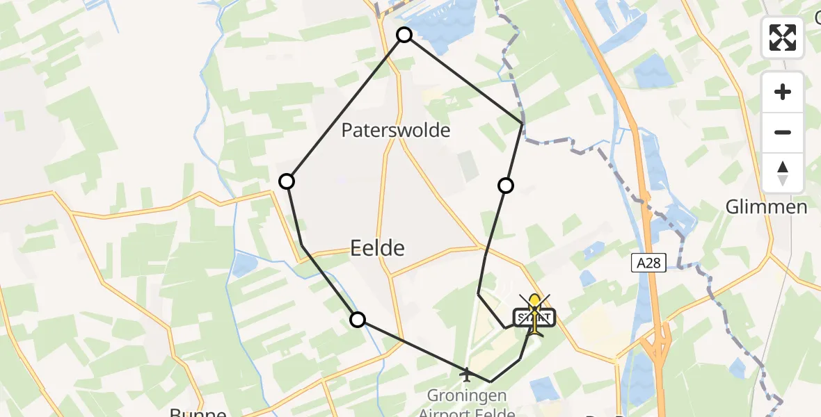 Routekaart van de vlucht: Lifeliner 4 naar Groningen Airport Eelde, Esweg