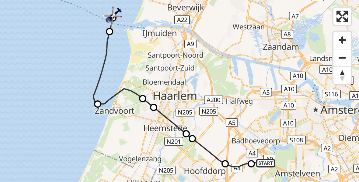 Vluchtroute Politiehelikopter Schiphol - , 30 augustus 2024, 13:28
