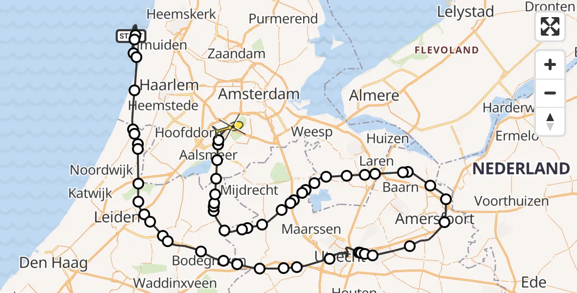 Routekaart van de vlucht: Politieheli naar Schiphol, Thermiekstraat