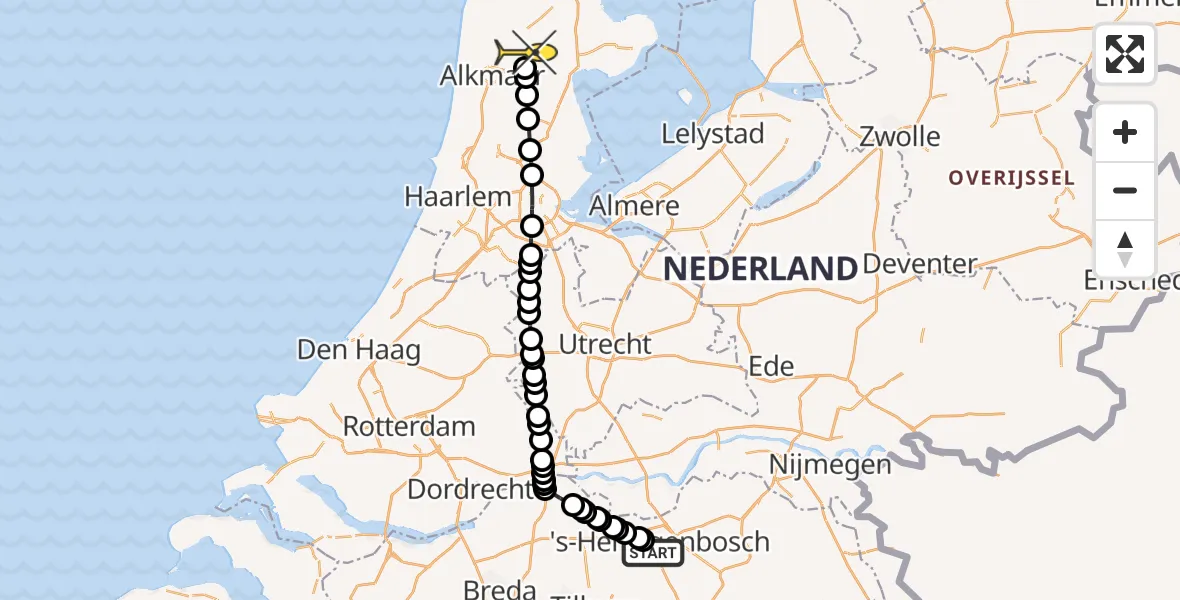 Routekaart van de vlucht: Lifeliner 2 naar Heerhugowaard, Drongelens pad