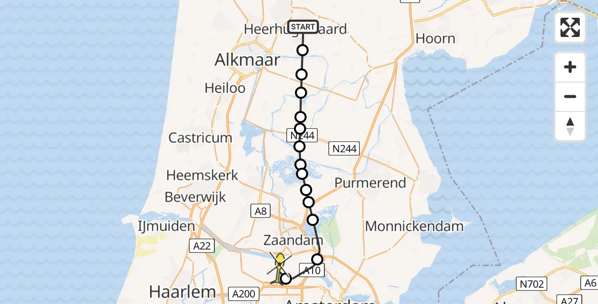 Routekaart van de vlucht: Lifeliner 2 naar Amsterdam Heliport, Jan Glijnisweg