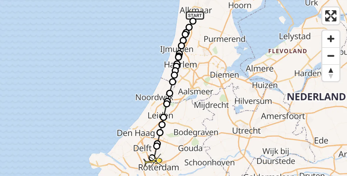 Routekaart van de vlucht: Lifeliner 2 naar Rotterdam The Hague Airport, Opaalstraat