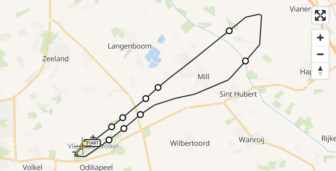 Routekaart van de vlucht: Lifeliner 3 naar Vliegbasis Volkel, Zeelandsedijk