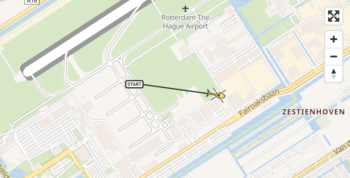 Routekaart van de vlucht: Lifeliner 2 naar Rotterdam The Hague Airport, Brandenburgbaan