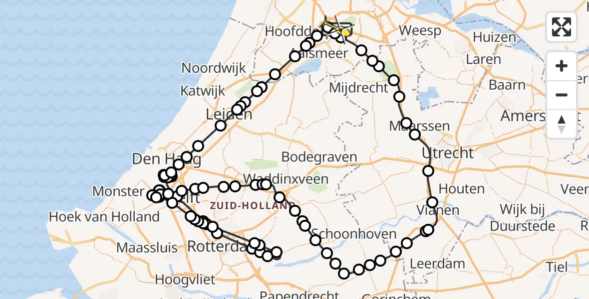 Routekaart van de vlucht: Politieheli naar Schiphol, Loevesteinse Randweg