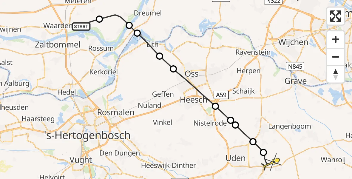 Routekaart van de vlucht: Lifeliner 3 naar Vliegbasis Volkel, Estse Omloop