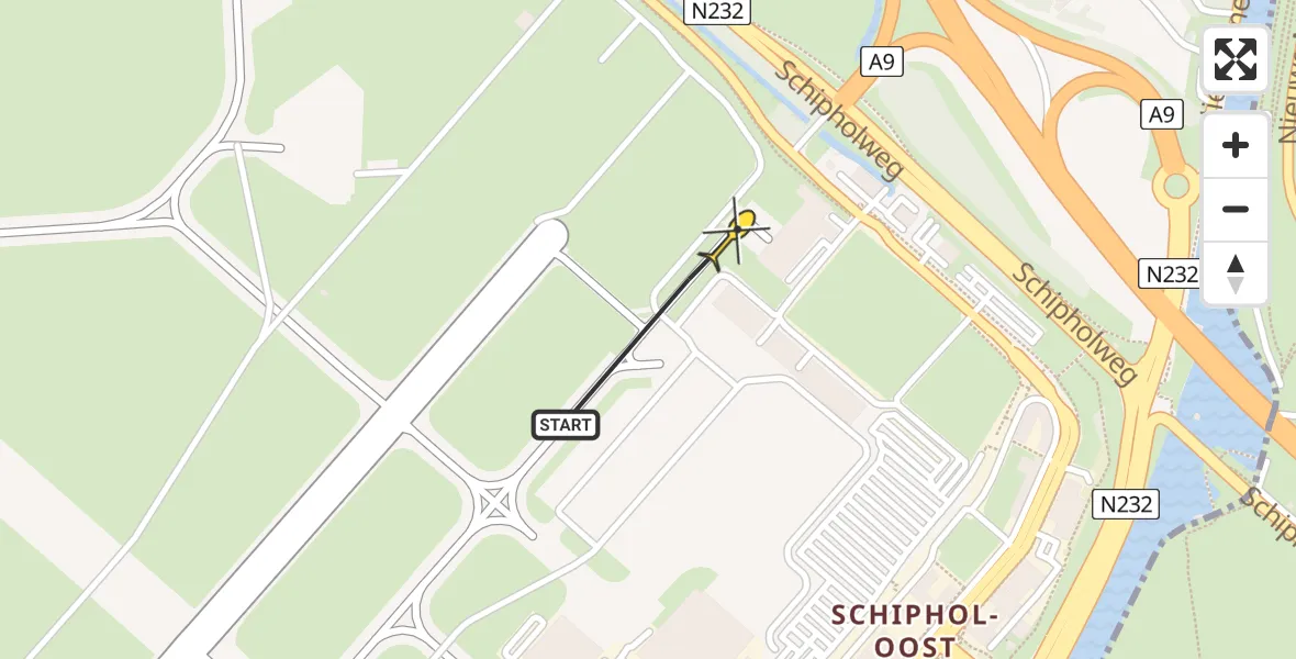 Vluchtroute Politiehelikopter van Schiphol naar Schiphol