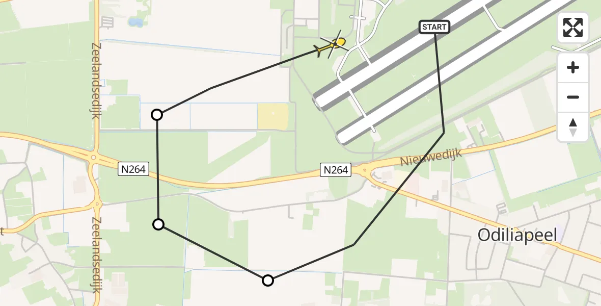 Routekaart van de vlucht: Lifeliner 3 naar Vliegbasis Volkel, Rechtestraat