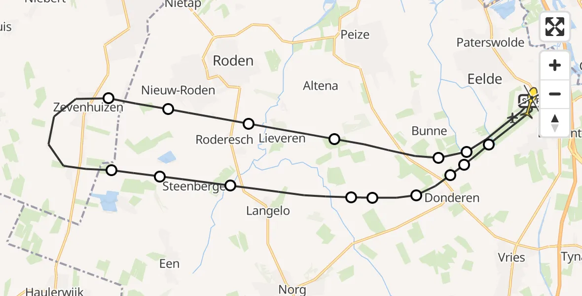 Routekaart van de vlucht: Lifeliner 4 naar Groningen Airport Eelde, Lugtenbergerweg