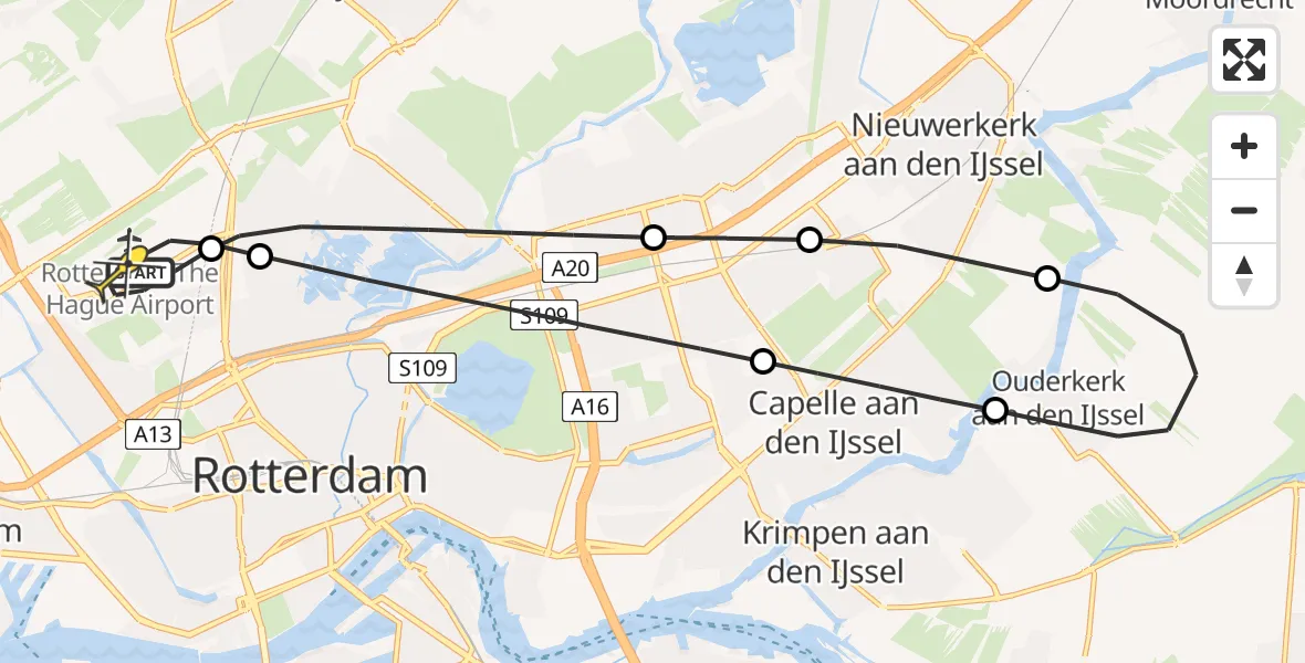 Routekaart van de vlucht: Lifeliner 2 naar Rotterdam The Hague Airport, Volkelstraat