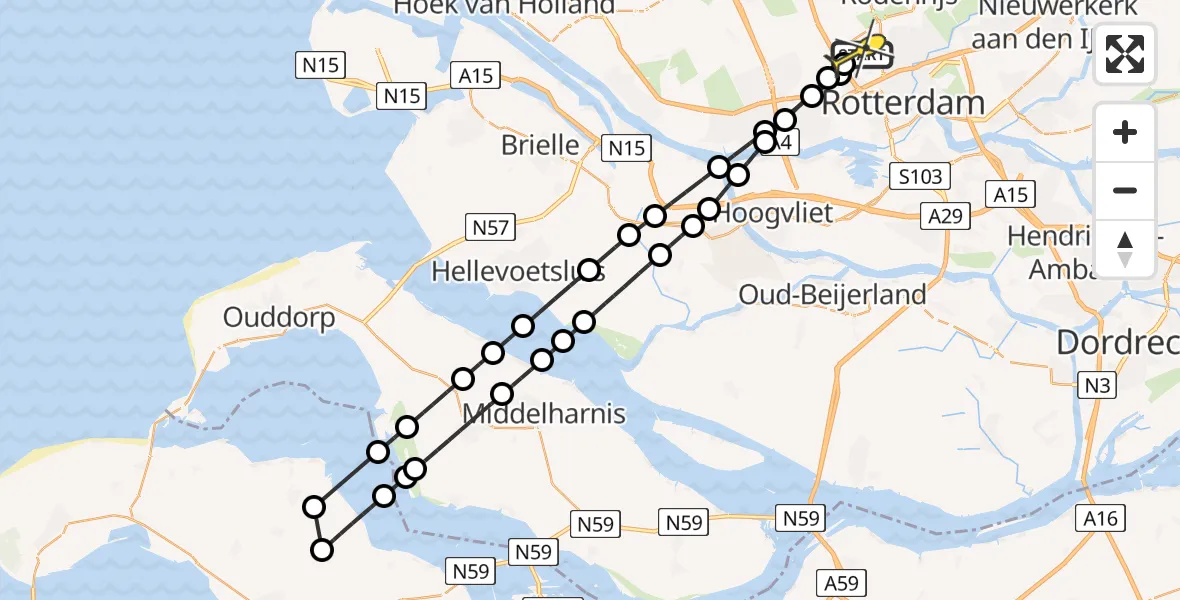 Routekaart van de vlucht: Lifeliner 2 naar Rotterdam The Hague Airport, Van der Duijn van Maasdamweg