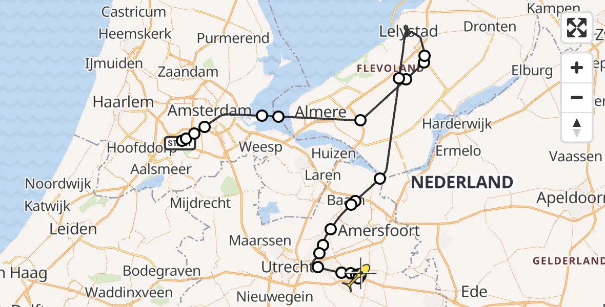 Routekaart van de vlucht: Politieheli naar Driebergen-Rijsenburg, Nieuwe Meerlaan