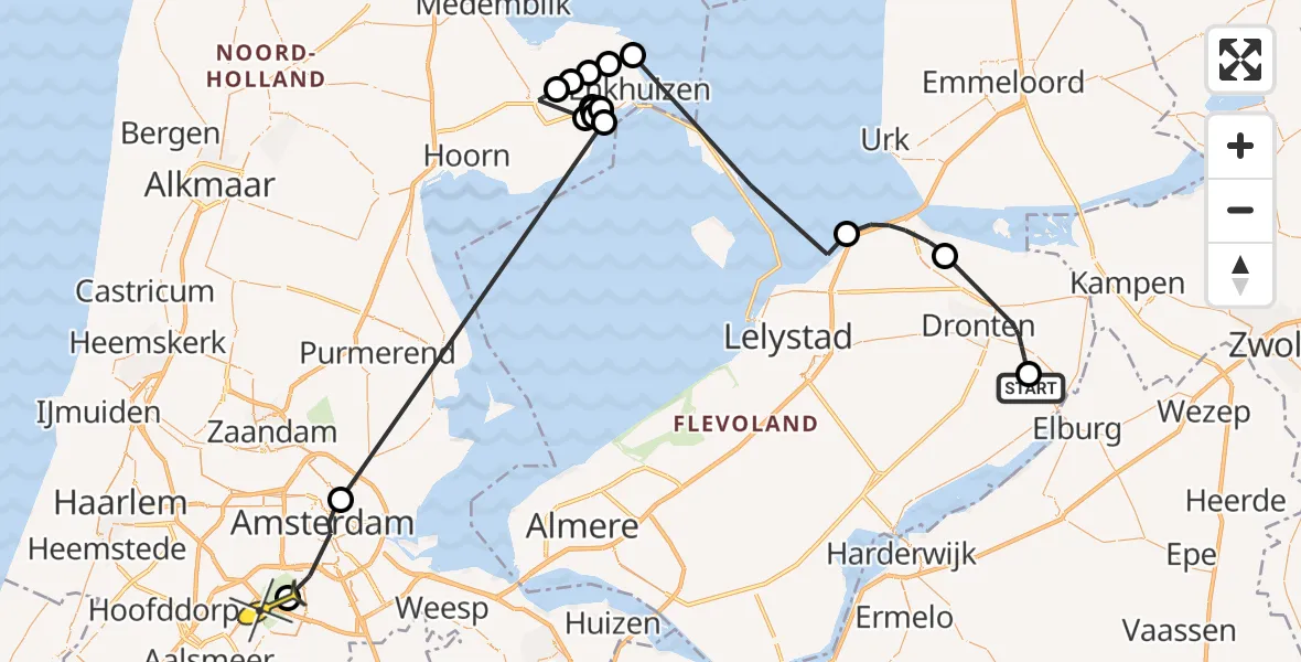 Routekaart van de vlucht: Politieheli naar Amstelveen, Olsterweg