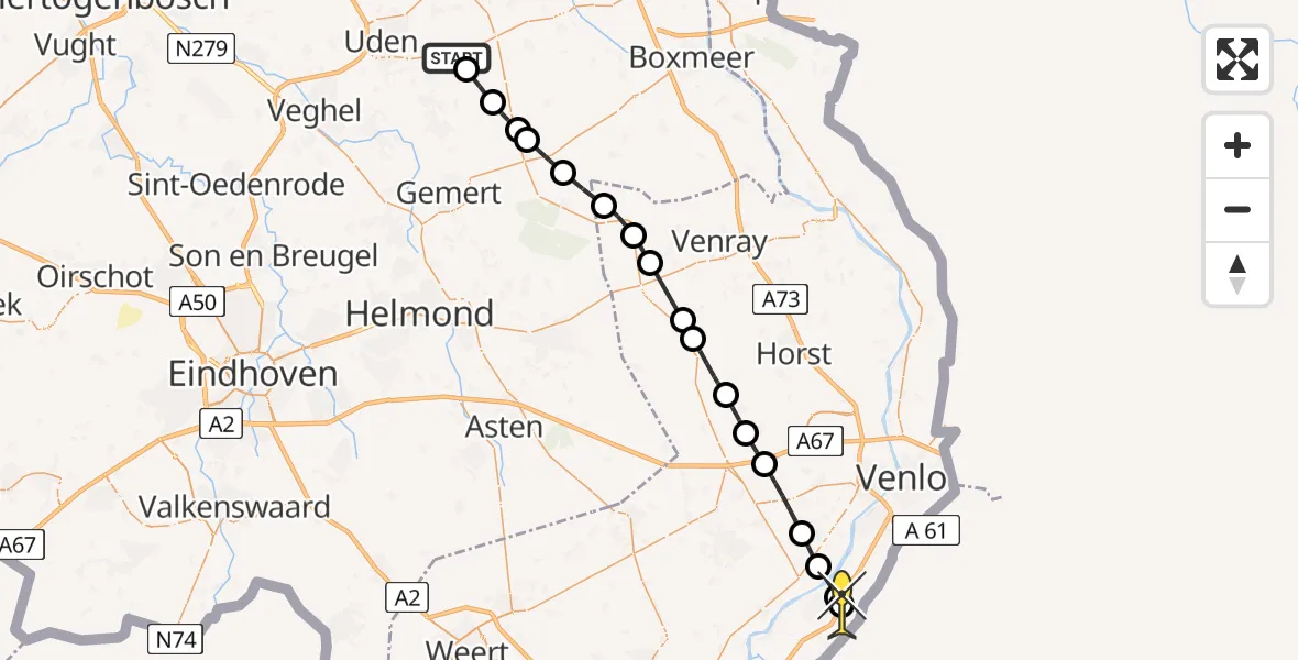 Routekaart van de vlucht: Lifeliner 3 naar Reuver, Wolfstraat