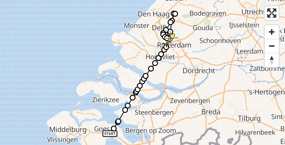 Routekaart van de vlucht: Lifeliner 2 naar Rotterdam The Hague Airport, Lurpseweg