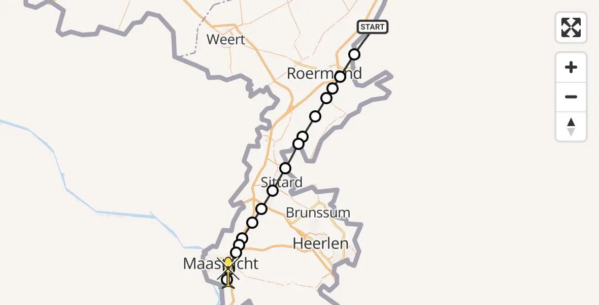 Routekaart van de vlucht: Lifeliner 3 naar Maastricht UMC+, Prinsendijk